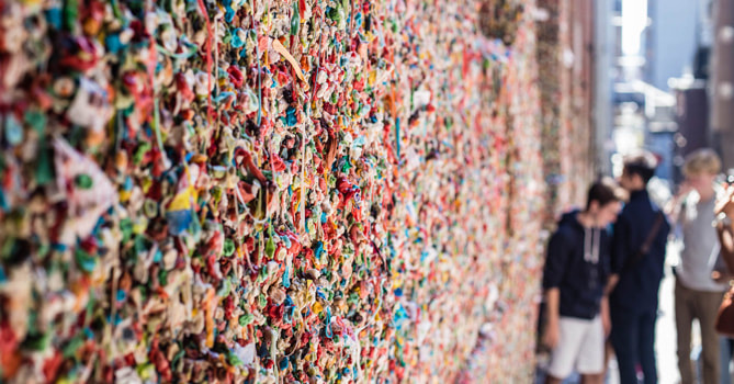 西雅圖口香糖牆 , 西雅圖 , 口香糖牆 , gum wall
